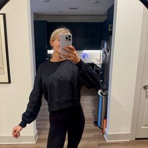 Lululemon Perfectly Oversized Cropped Sweatshirt - Black Sparkle - SIZE 6